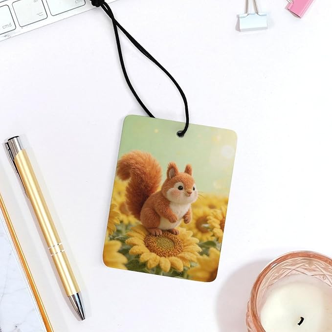 5PCS Car Air Freshener Hanging Personalized Double Sided Sunflower Squirrel Car Fresheners Long Lasting New Cars Scents Cute Automotive Freshies for Closets Drawers (tea)