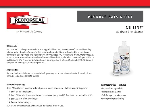 (4)-Pack NuLine HVAC Condensate Nu-Line Drain Cleaner 8 Ounce