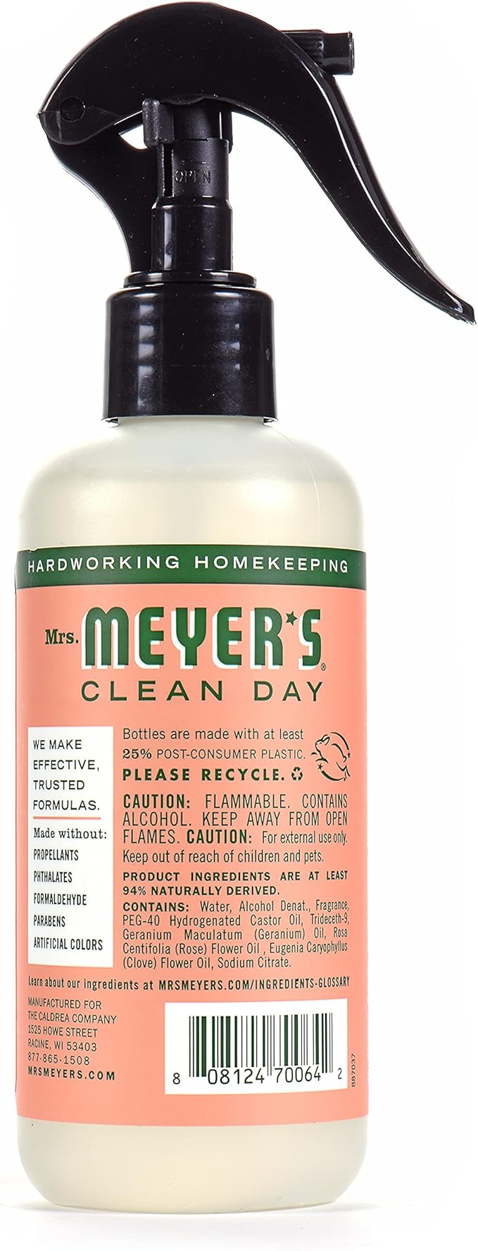 Mrs Meyers Clean Day Room Freshener - Geranium8 Fl Oz (Pack of 6)