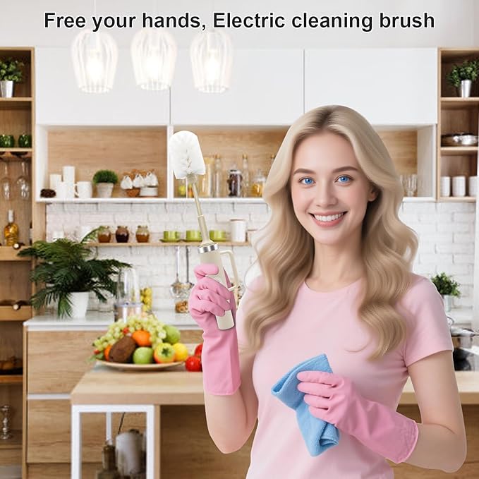 5-in-1 Long Handle Electric Bottle Brush Cleaner and Straw Cleaning Brush with Removable Brush Head Multi-Function Rechargeablefor Stanley Cups Baby Bottles Pacifiers Coffee Cups Sports Bottles