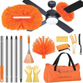 Ceiling Fan Cleaner Duster with 60 inch Extension Pole Dusters for Cleaning High Ceiling Fan Blades Dusters Kit with Storage Bag Cleaning Tools for Families (14pcs)