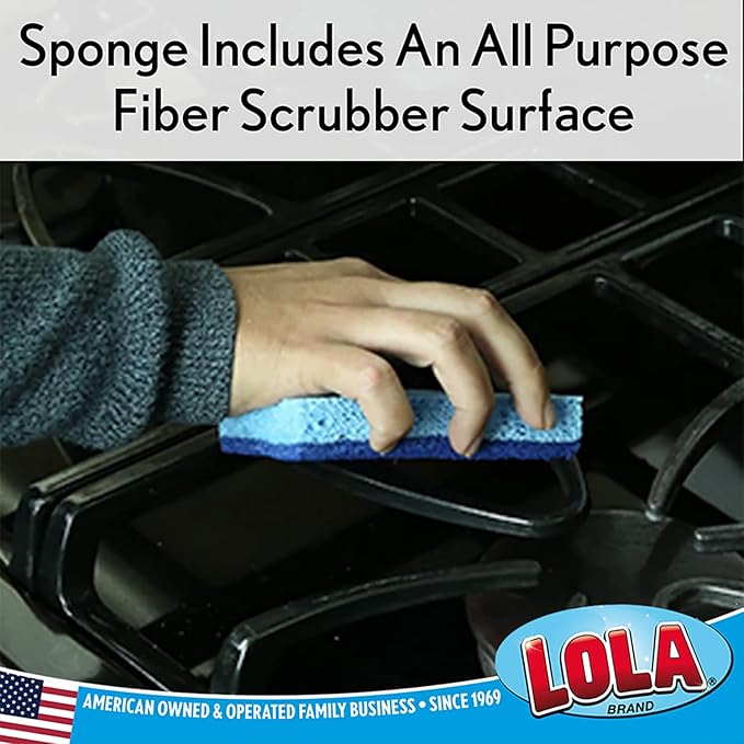 LOLA Natural Cellulose Scrub Sponges 12 Pack All Purpose Scrubber Sponge Made of Cellulose Sustainable Dishwasher Safe Non-Stick