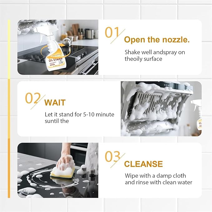 All-purpose Kitchen Pots and Pan Cleaner Upgrade Heavy Duty Foam Cleaner Portable Degreasing Spray for Appliances Countertops Range Hoods (3 Pcs)