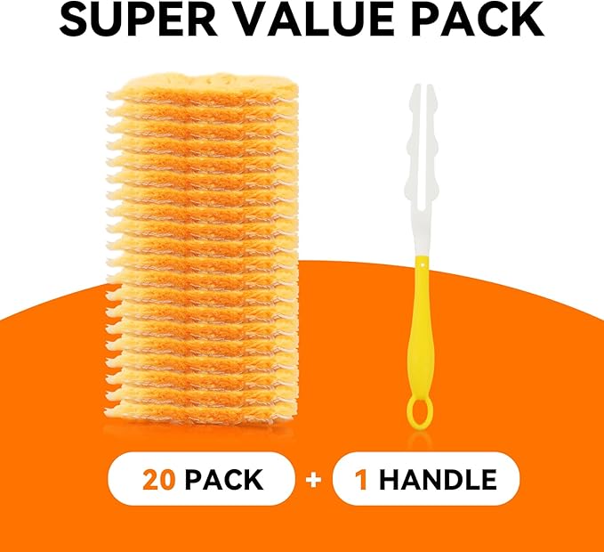 Duster Refills Bulk Compatible with Swiffer Dusters Swiffer Microfibre dust Cleaner for Cleaning Home Office Furniture (Yellow 20 PCS (360°)+Handle)