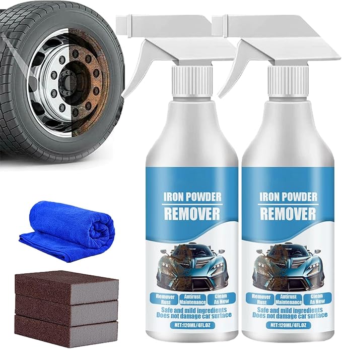 Car Rust &amp Iron Particle Remover Spray Fast Acting Heavy Duty Metal Cleaner Rust Remover Spray for Removing Rust and Iron Particles From Cars Tools Bolts &amp More Remover (2)