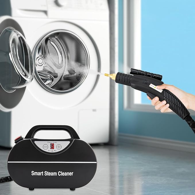 Handheld Steam Cleaner 1800W Car Steam Cleaners for Home Use Wet and Dry Adjustable Portable Steam Cleaner for Cleaning with Torch High Pressure Steam Cleaner for Car Detailing (Black)