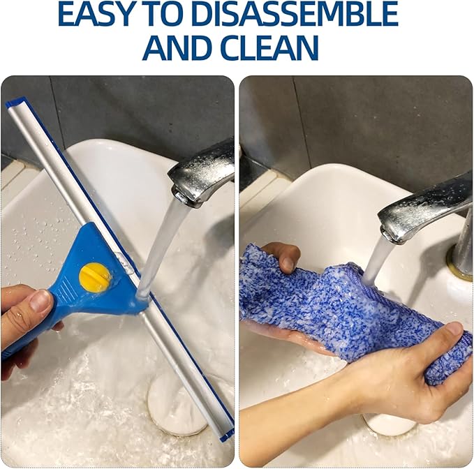 Professional Window Cleaning kit 2-in-1 Window Squeegee with 51 Extension Poles Suitable for Indoor &amp Outdoor Windows High Glass High Windows Multi-Purpose Car Windshield Cleaning