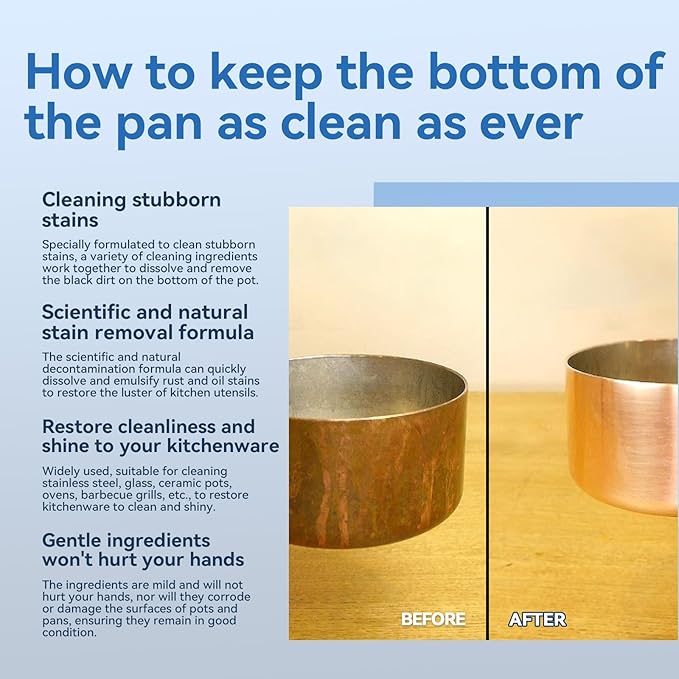 Powerful Stove Bottom Stain Cleaner - Rust &amp Grease Remover For Kitchen Cookware Stainless Steel Glass &amp More(3PCS)