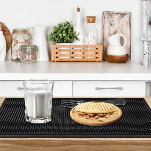 2 Pack Heavy-Duty Bar Mat Pad PVC Rubber Dish Drying Spill Matting for KTV Bar Glass Home (XL:24x 12)