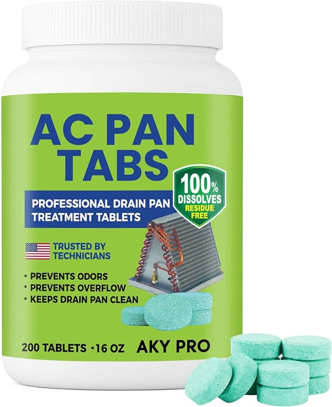 AC PAN TABS – 200 AC Drain Line Cleaner Tablets for HVAC &amp Air Conditioner Condensate Pan Preventive Maintenance Water-Soluble No-Residue &amp Prevents Overflow
