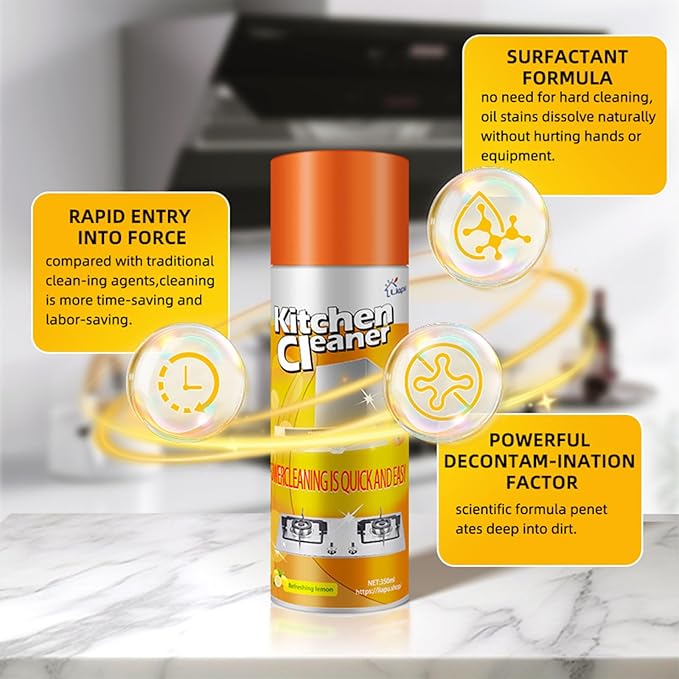 Liapu 3PCS All Purpose Cleaner Heavy Duty Degreaser Cleaner Spray Lemongrass Scent Oven Cleaner Clean Up Kitchen Oil Stains Cleaning Tools For Stove Top &amp Induction Cooktop and Grill