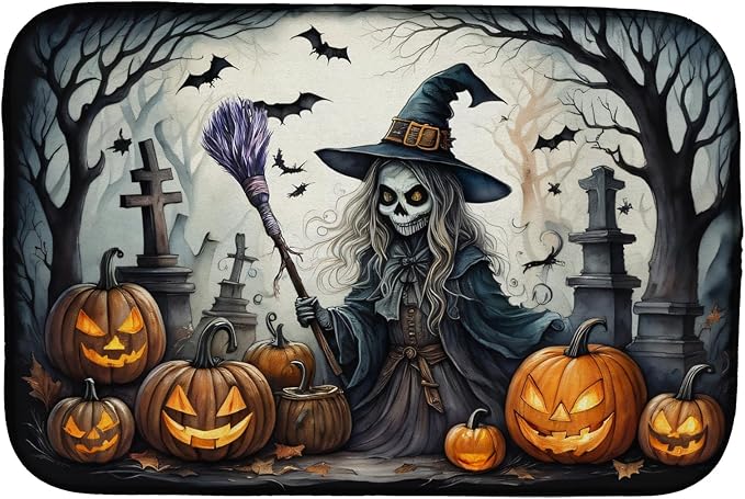 Caroline's Treasures DAC2282DDM Witch Spooky Halloween Dish Drying Mat Absorbent Dish Drying Mat Pad for Kitchen Counter Dish Drainer Mat for Countertop 14 x 21 Multicolor