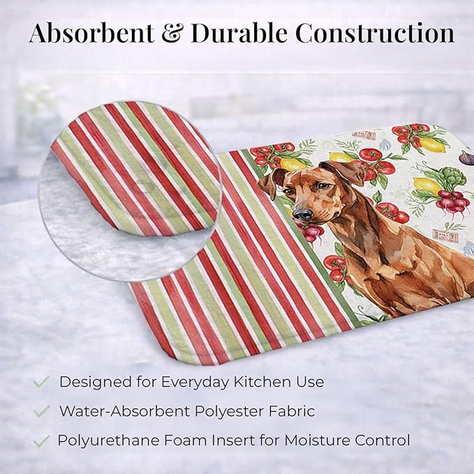 Caroline's Treasures Red German Pinscher Vegetables Dish Drying Mat Absorbent Dish Drying Mat Pad for Kitchen Counter Dish Drainer Mat for Countertop 14 x 21 Multicolor