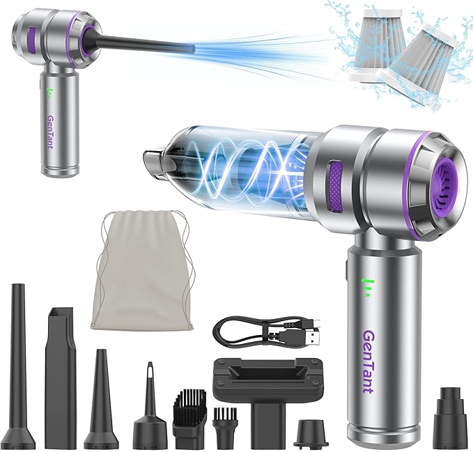 Car Vacuum Portable Cordless 18000PA Portable Vacuum Cordless High Power Air Duster with Brushless Motor Type-C Charge 3 in 1 Small Vacuum Cleaner Cordless for Car Home Office Pet Hair