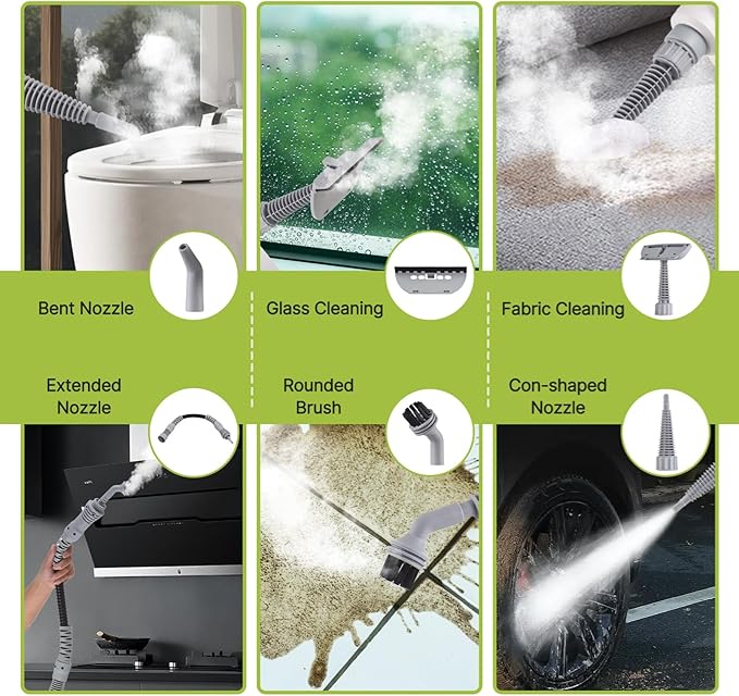 Aramox Pressurized Handheld Steam Cleaner Portable Floor Cleaner with Ergonomic Handle for Hardwood Tile and Car Interior 1000W 400ml Tank (US plug)