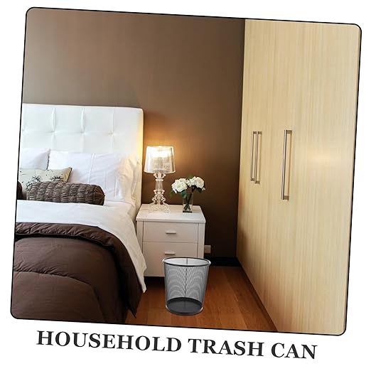 VOSAREA 2pcs Simple Style Metal Trash Container Round Wastebasket for Home Supplies