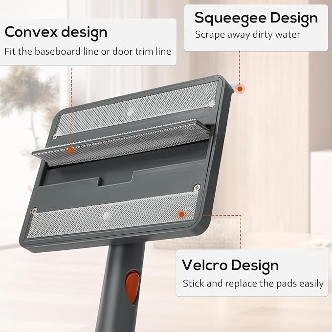 Wall &amp Base Board Cleaner Tool with 360°Rotating Mop Head 180°Folding Design for Effortless Baseboards/Ceilings/Wall Cleaning - Adjustable Long Handle Multi-Surface Scrubber &amp Duster