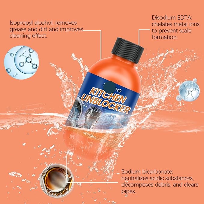 Powerful Pipe Drain Cleaner for Kitchen &amp Toilet - Grease Remover for Sinks Drains &amp Sewers - Long - Lasting Clog Prevention &amp Quick Unclogging Solution(1PCS)