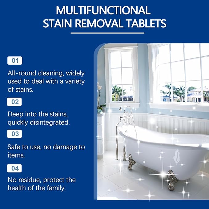 Multi-Purpose Stain Remover Cleaning Tablets - For Kitchen Bathroom Clothes - Removes Rust Grease Dirt Effectively(3PCS)