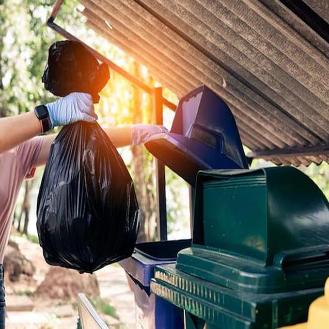 4-6 Gallon Trash Bags 300 Count Black Garbage bags Multi-purpose Trash Can Bin Liners for Bathroom Office Industrial Commercial Janitorial Municipal Recycling