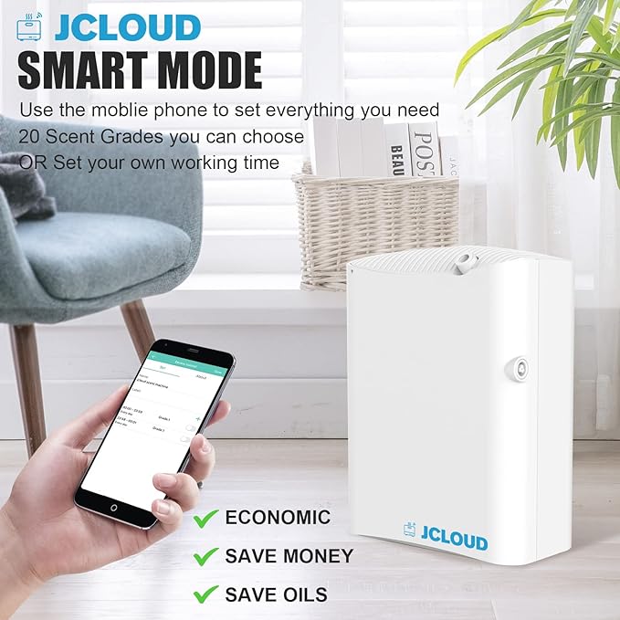 JCLOUD Smart Scent Air Machine Pro for Home HVAC Scent Diffuser for Essential Oils 500ML with Cold Air Technology Waterless Aromatherapy Diffuser Cover Up to 4500 Sq.Ft White