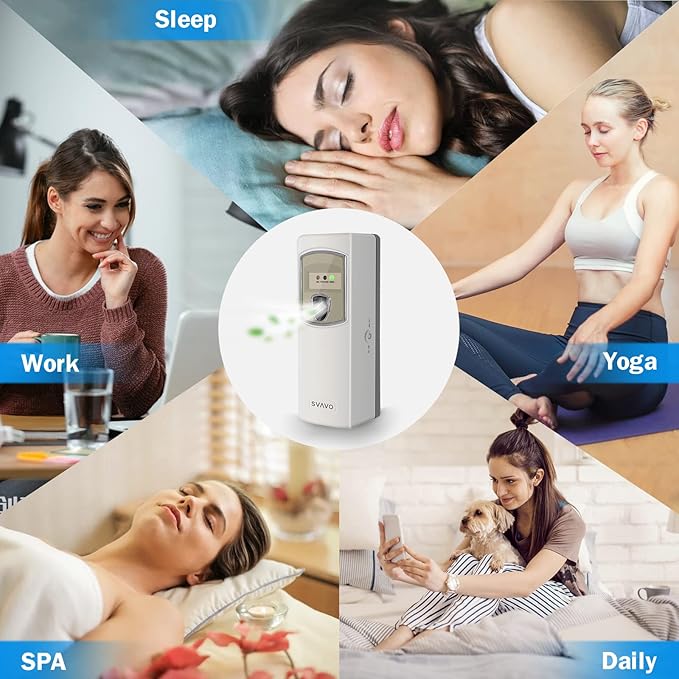 SVAVO Automatic Air Freshener Dispenser - Wall Mounted/Free Standing Auto Aerosol Spray Dispenser Programmable Fragrance Dispenser for Indoor-Bedroom Hotel Office Commercial Place Grey