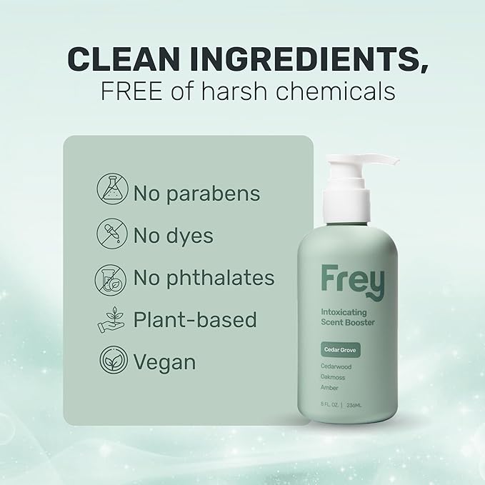FREY In-Wash Laundry Scent Boosters - Fragrance Booster &amp Fabric Smell Deodorizer | Odor Eliminator for Fresh Scented Clothes (8 Fl (Pack of 2) Cedar Grove)