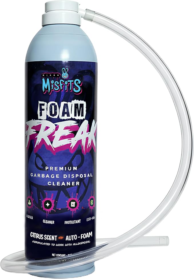 Foaming Garbage Disposal Cleaner with 24-Inch Hose | Deep Reach Drain Cleaner &amp Deodorizer | Odor Eliminator for Kitchen Drains &amp Disposals | Heavy-Duty Foaming Action | 1-Year Supply Per Can