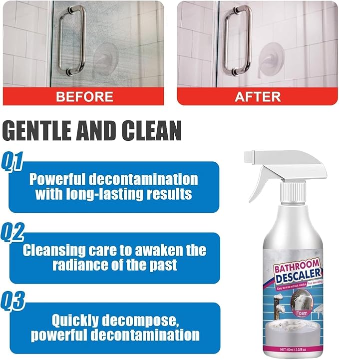 Bathroom Descaler Foam Cleaner Bathroom Descaler Foam Cleaner Spray All Purpose Rinse Cleaning Foams Spray Stubborn Stains Cleaner for Bathtub Toilet Glass Faucet (3PCS)