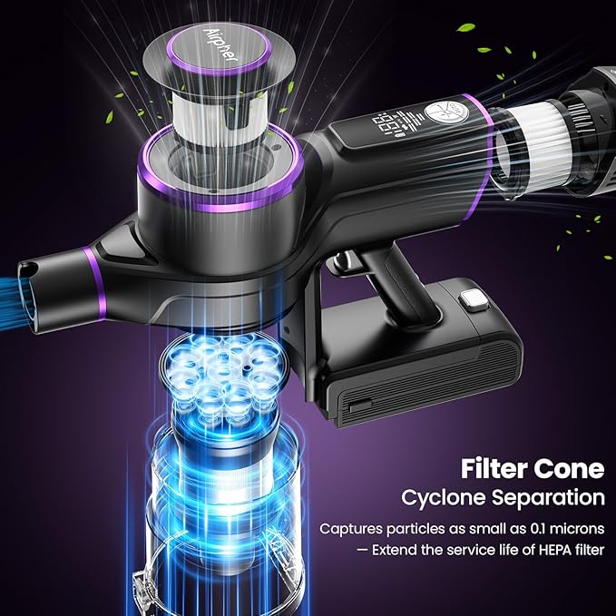 Cordless Vacuum Cleaner 600W 45KPA Dual Motor Vacuum for Home with AI Auto Suction70Min RuntimeStick Vacuums with Self-Standing DesignLED Headlightsfor CarpetHardwood FloorsPet HairTile