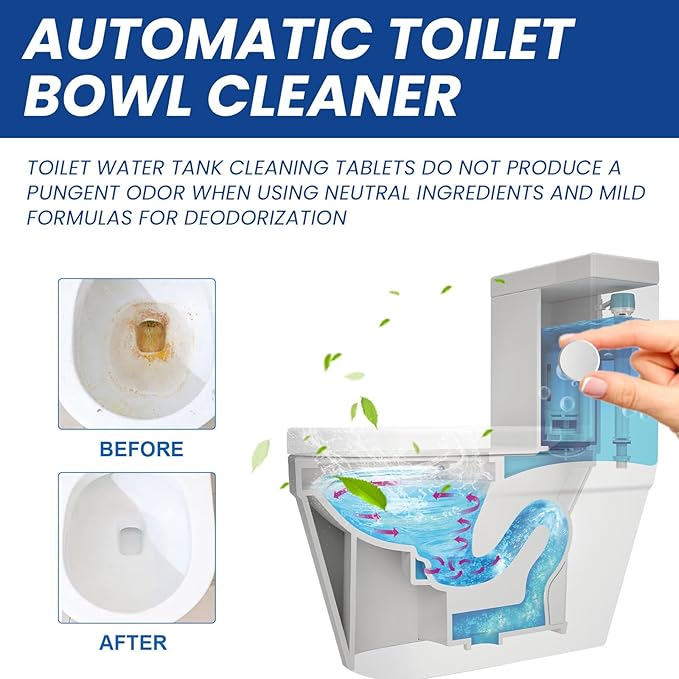 Toilet Bowl Cleaner Tablets 10 Pcs - In-Tank Cleaning Power Helps Remove Limescale &amp Stains Easy Use(3pcs)
