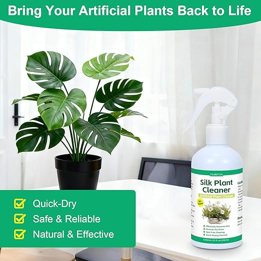 Silk Plant Cleaner Spray No Wipe Artificial Plant Cleaner for Fake Plants &amp Flowers Quick-Dry Dust Remover for Silk Flowers Restores Shine Spot-Free Cleaning Spray Fake Greenery Plant Clean