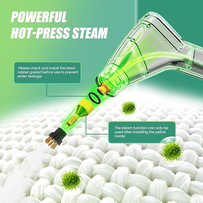 2500W Steam Cleaner for Home Use 6-level Speed Adjustable Handle 1.2L Handheld Car Steam Cleaner for Home Car Kitchen Furniture Floor High Pressure Steam Machine with 4 Brush Heads White
