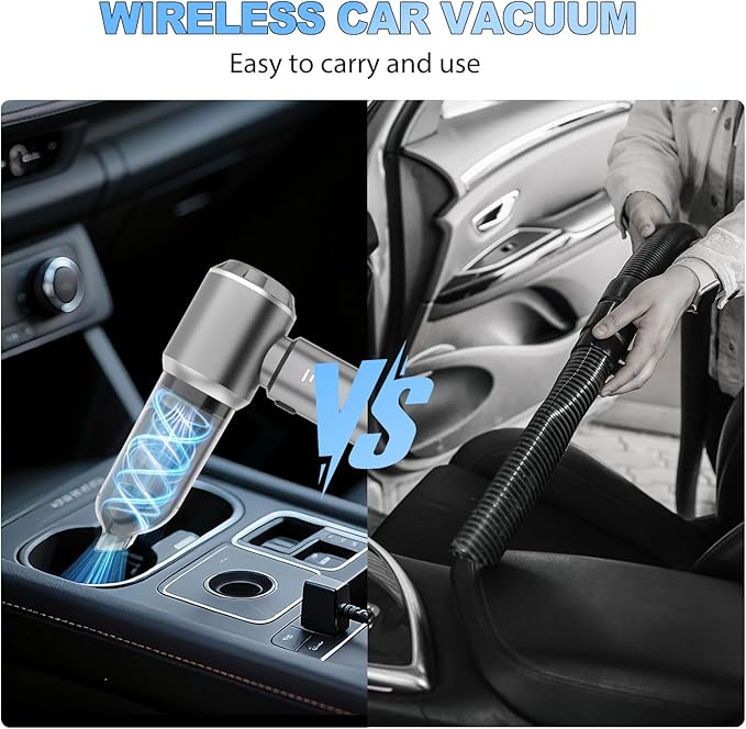 Handheld Car Vacuum Cordless 22000PA Strong Suction Mini Vacuum Cleaner with 100000 RPM Brushless Motor 4-in-1 Portable Vacuum for Car Detailing Camping Home &amp Gift Gray Silver