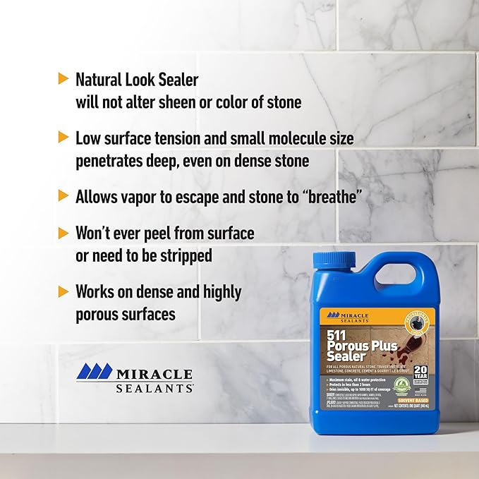 Miracle Sealants 511 Porous Plus Premium Countertop Stone and Tile Sealer Pint