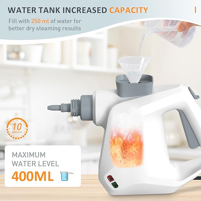 Kiss the Water Handheld Steam Cleaner Pressurized Furniture Steamer for Cleaning with 11 PCS Accessories Multipurpose Grout Steam Cleaner for Home Couch Floor Carpet Car