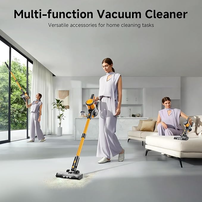 KIKETECH Vacuum Cleaners for Home Car Hardwood Floor Carpet and Pet Hair. Anti-Hair Entanglement and Dust Filtration Technology. Lightweight one-Handed Handheld (Gold)