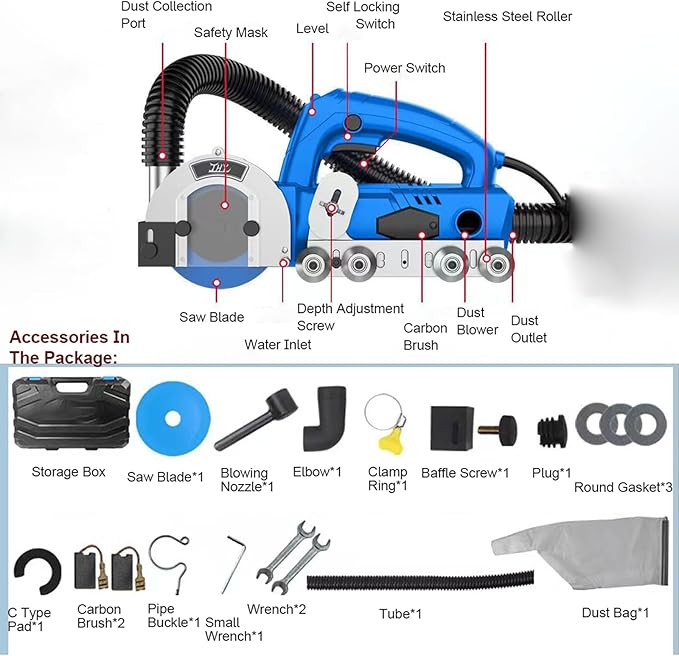 Electric Grout Removal Tool Tile Grout Remover Machine with for Cleaning Grout Between Tiles Floor DIY Regrouting Tool