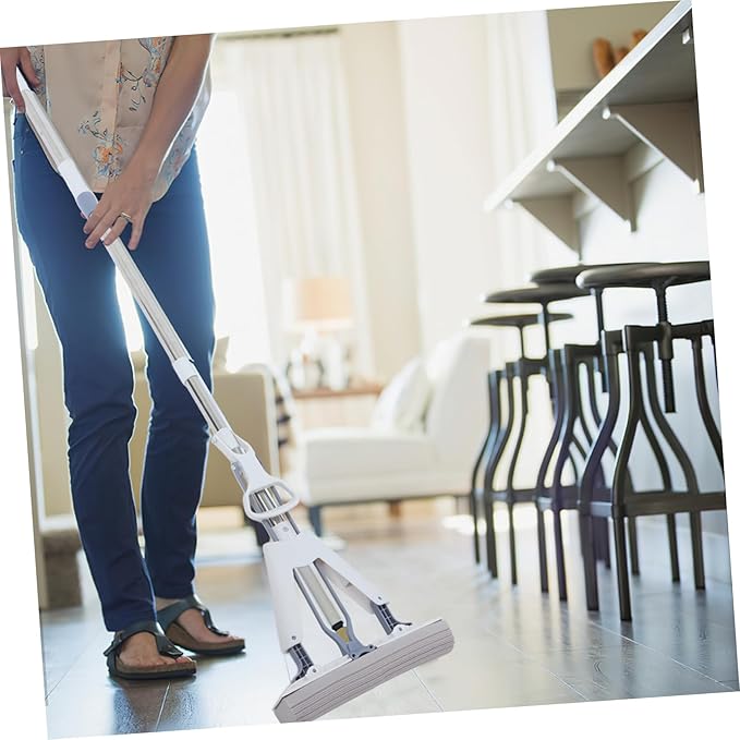 Folding Mop Reusable for Floor Cleaning Squeeze Sponge Mop Scrub for Hardwood Floors Dry Wet Dual Use