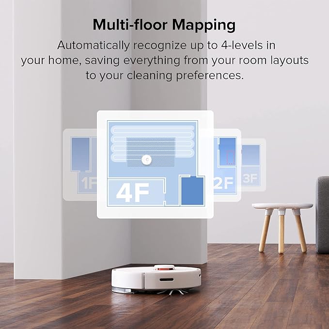 roborock S6 Pure Robot Vacuum and Mop Multi-Floor Mapping Lidar Navigation No-go Zones Selective Room Cleaning Super Strong Suction Robotic Vacuum Cleaner Wi-Fi Connected Alexa Voice Control