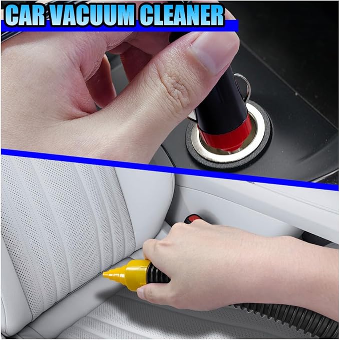Car Vacuum Cleaner DC 12V Multi-Purpose Automotive Wet and Dry Vacuum with 3 Nozzles Portable Handheld Vehicle Interior Duster for Car Office Home Floor (Yellow)