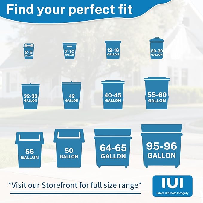 IUI 30-33 Gallon Trash Bags 250 Count 32 x 38 Black Garbage Bags for Home Kitchen Waste Lawn and Leaf Durable &amp Tear-Resistant Made in USA