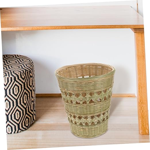 1Pc Hand Woven Trash Can Retro Decorative Wastepaper Basket for Home Storage for Office and More Stylish and Wastebasket