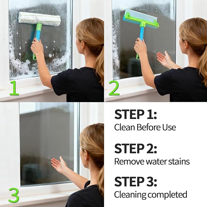 Silicone Window Squeegee KitWindow Cleaning KitRecyclable Silicone Window Squeegee Kit with Washer and Microfiber Cloth(Green)