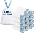 4 Gallon Trash Bags 360 Counts Extra Thick Small Trash Bags for Bathroom and Office Milky White Drawstring Trash Bag with Blue Handle Leak-Proof HDPE Waste Basket Liners 12 Rolls