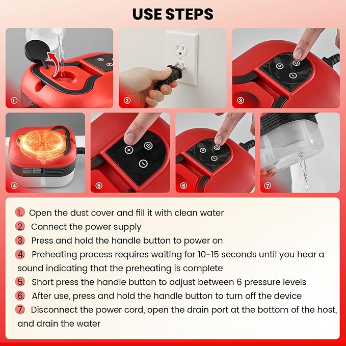Saker Handheld Steam Cleaner for Home6-Level Adjustable Steamer for CleaningPortable Steam CleanerPortable Steamer for Cleaning with 1200ML Water TankSuitable for KitchenBathroomLiving Room