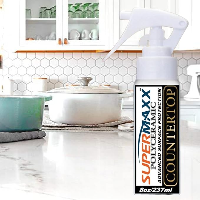 SUPERMAXX Ceramic Countertop Protection Spray 8 oz Advanced Surface Sealer with Free Cleaning Towel