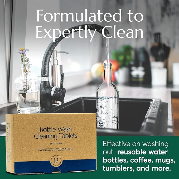CLEANOMIC Reusable Kitchen Cloth Bottle Wash Cleaner Tablets &amp Tablet Tin Bundle