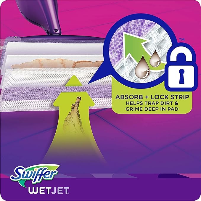 Swiffer WetJet Hardwood Floor Cleaner Spray Mop Pad Refill Multi Surface 12 Count (Packaging May Vary) (Pack of 4)