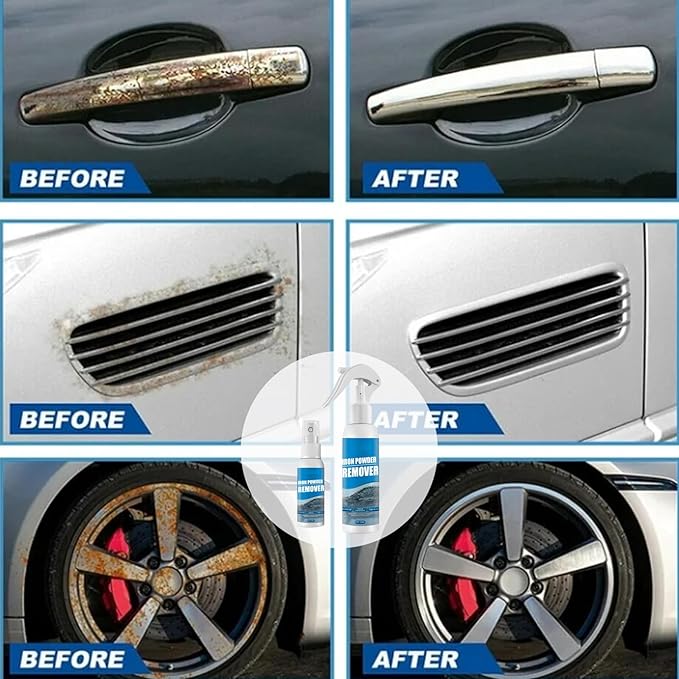 Multi-functional Quick-acting Rust Removal Spray 30ML &amp 100ML Car Rust Removal Spray Iron Power Remover for Metal Car Bikes Tools Furniture (100ml*3)